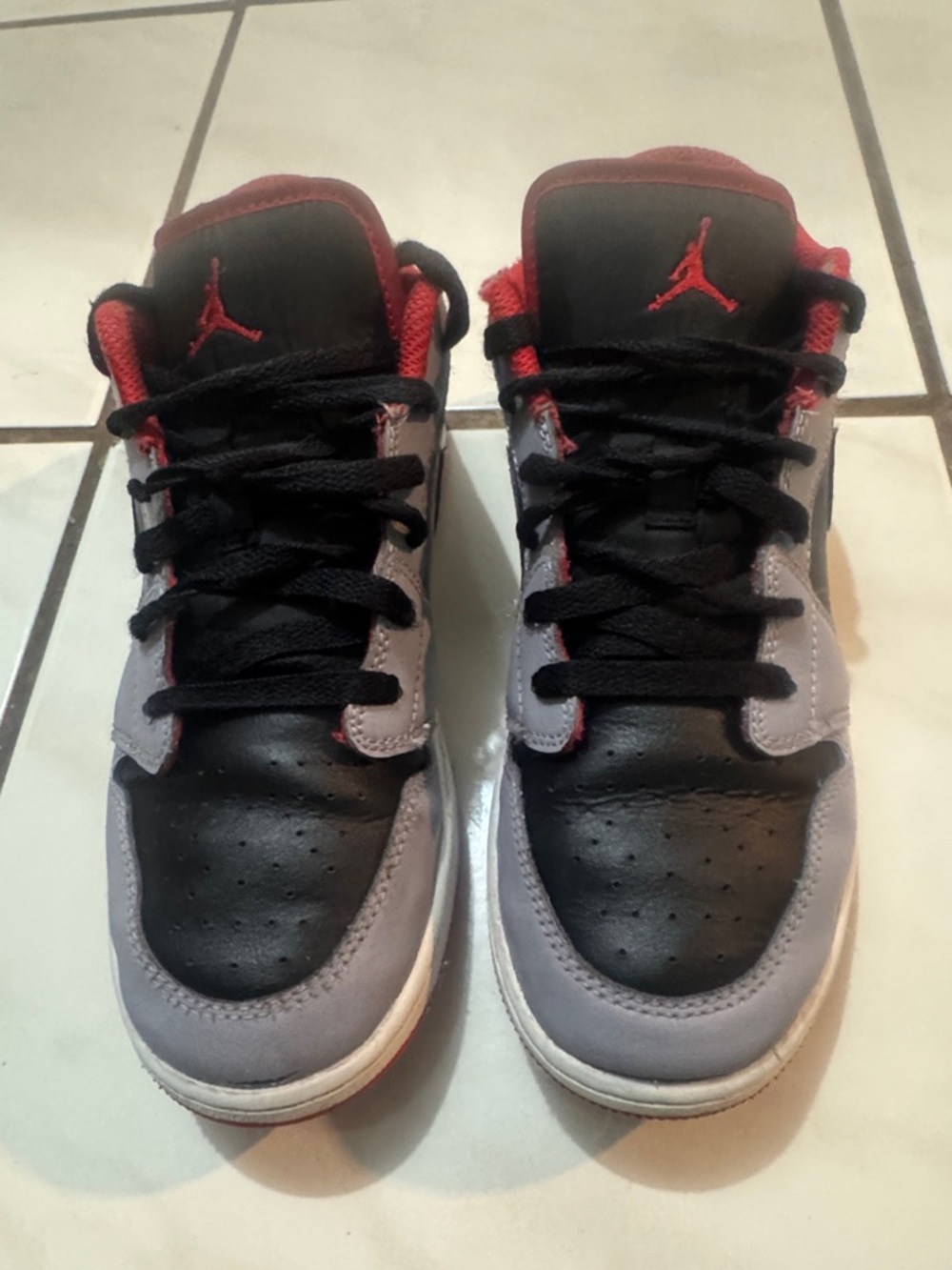 Jordan Kids Black, Gray and Red Low-Top Sneakers